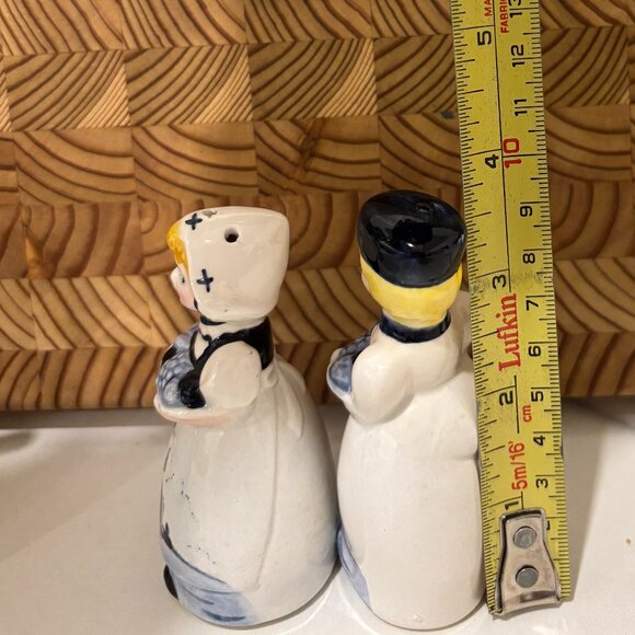 Vtg DELFT style Salt Pepper Shakers  & Sugar Dish Hand Painted Windmill JAPAN - Picture 11 of 13